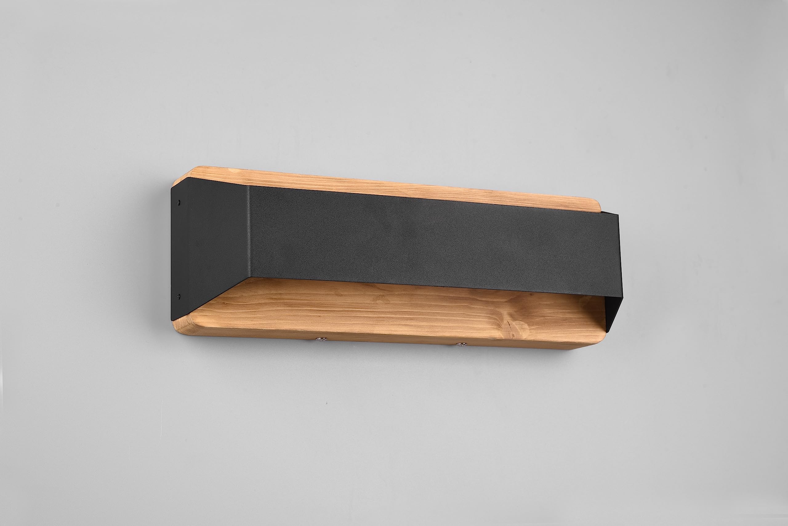 Trio Leuchten LED Wandleuchte Arino 224819132, Metall Schwarz matt, Holz, inkl. 13.5 Watt LED, Switch Dimmer