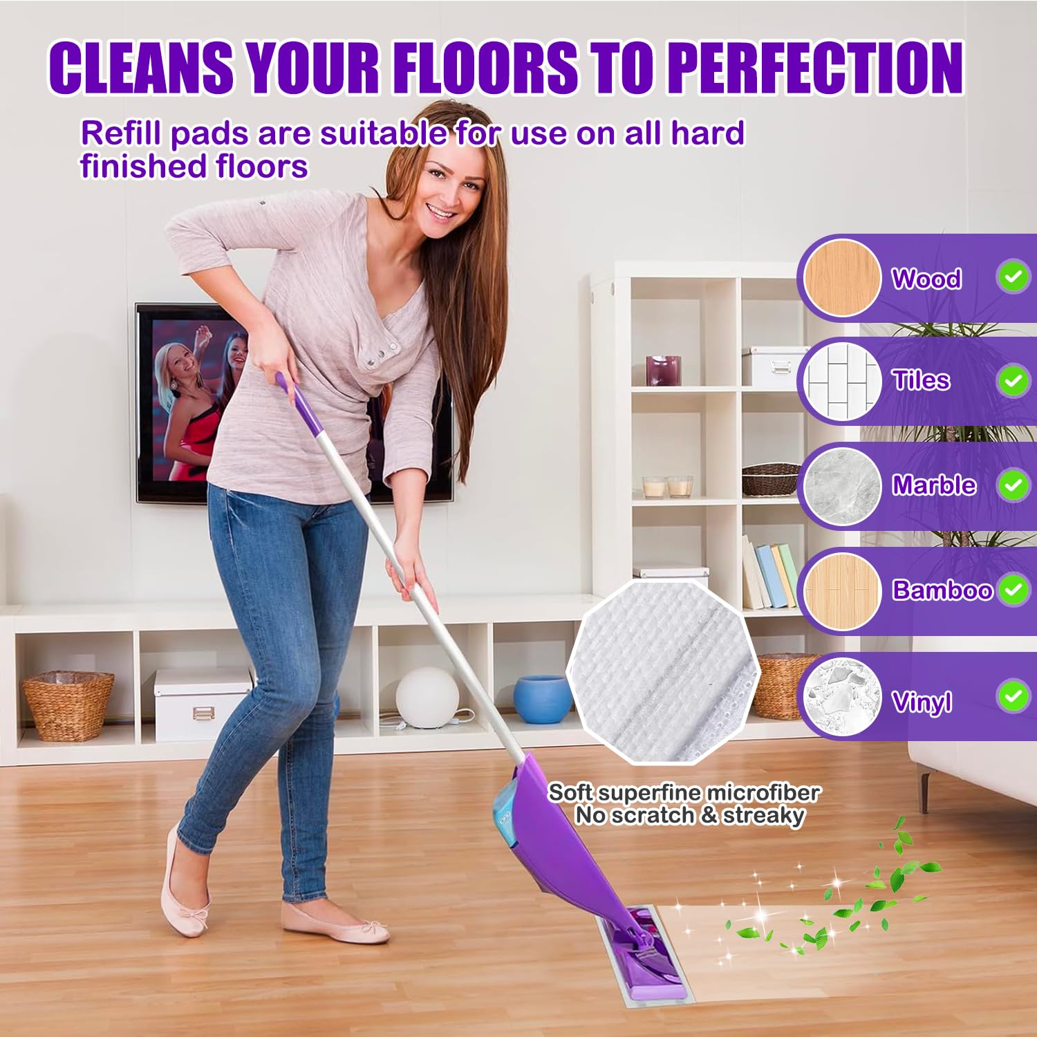Repuesto de almohadilla de fregona compatible con mopa Swiffer WetJet, almohadillas de mopa Wet Jet para limpieza de suelos de madera dura multisuperficie, 4 capas gruesas y súper absorbentes, 20