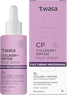 Twasa Collagen & Peptide Face Serum For Collagen Boost, Reduce Fine Lines & Wrinkles, Plump, Tight & Firming Skin | Hydrating & Overnight Repair Serum for Men & Women | 30 ml