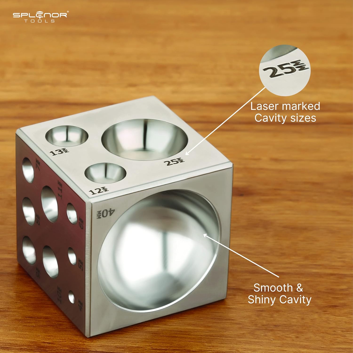 Splenor Tools Steel Dapping Doming Block - for Jewelry Making - Metal Forming Tool - Shaping Die