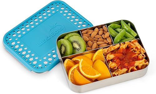 Miniatura 2 de LunchBots Recipiente grande de acero inoxidable Cinco para el almuerzo, diseño de cinco secciones para una variedad de alimentos, caja Bento de