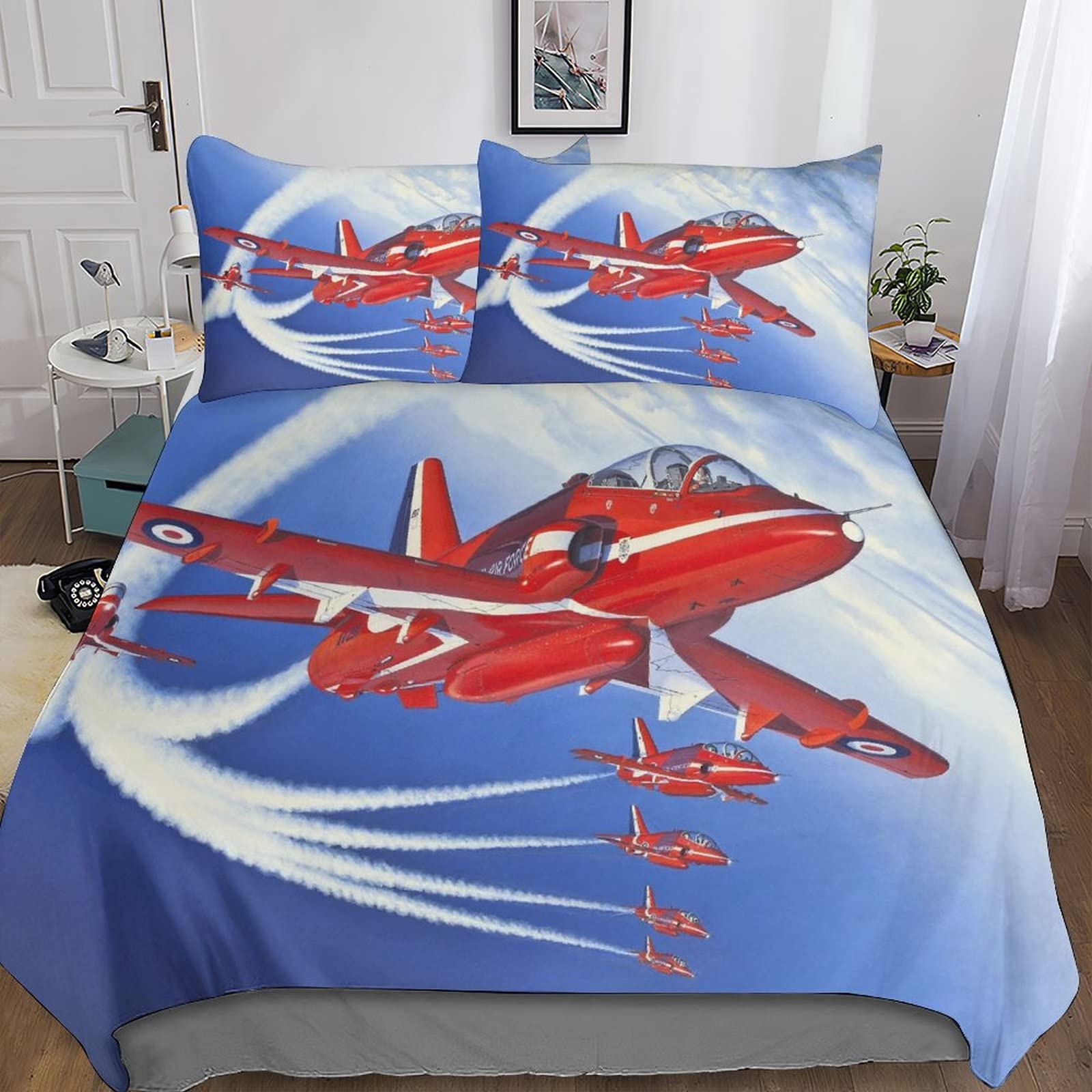 Housse de couette aéronefs 3D en microfibres respirante 3 pièces 220x240cm