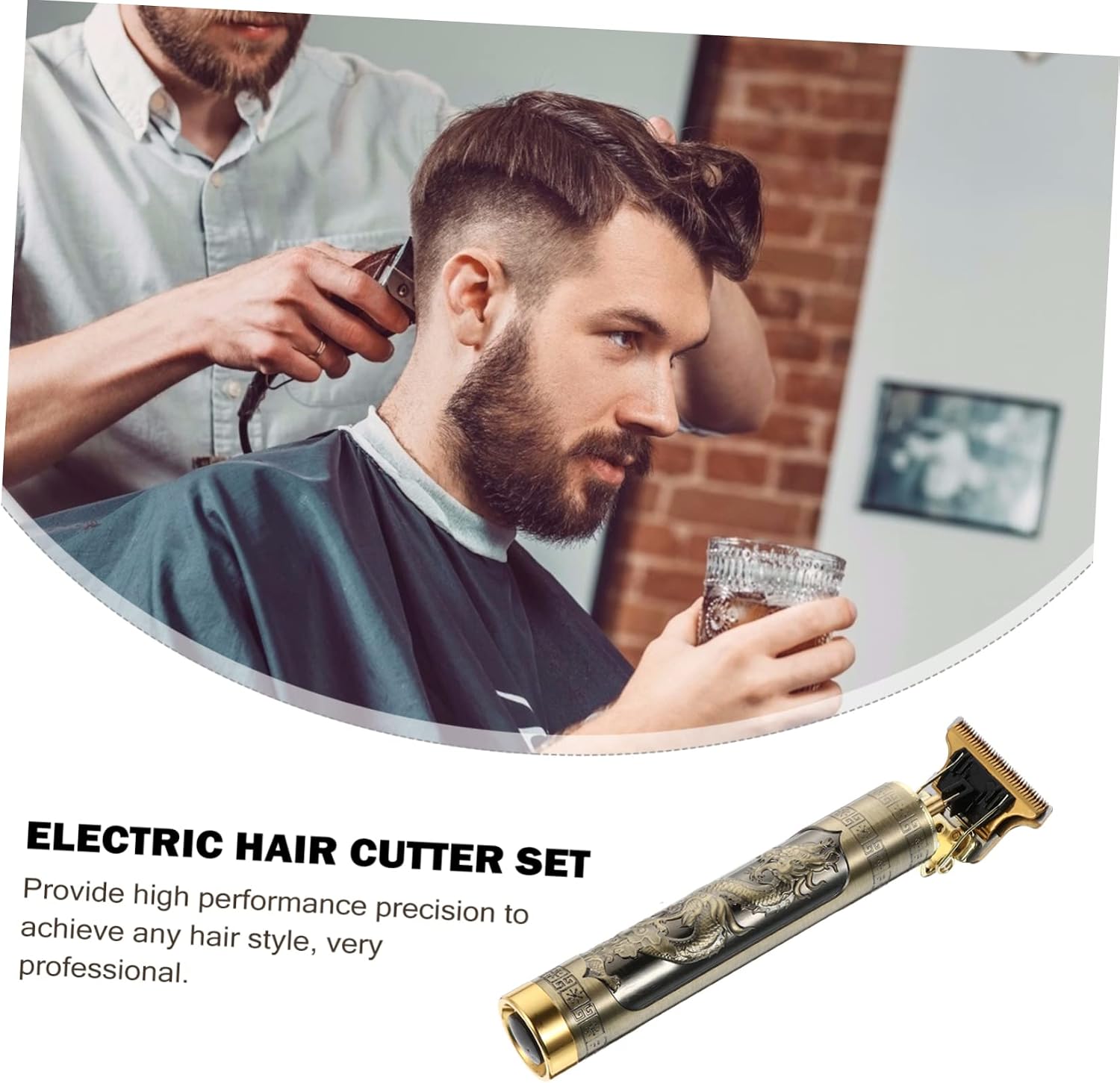 Clipper Portable Rechargeable Hair Cutting Kit with Detail Trimmer Guide Combs Oil Brush Professional Barber Tool for Smooth