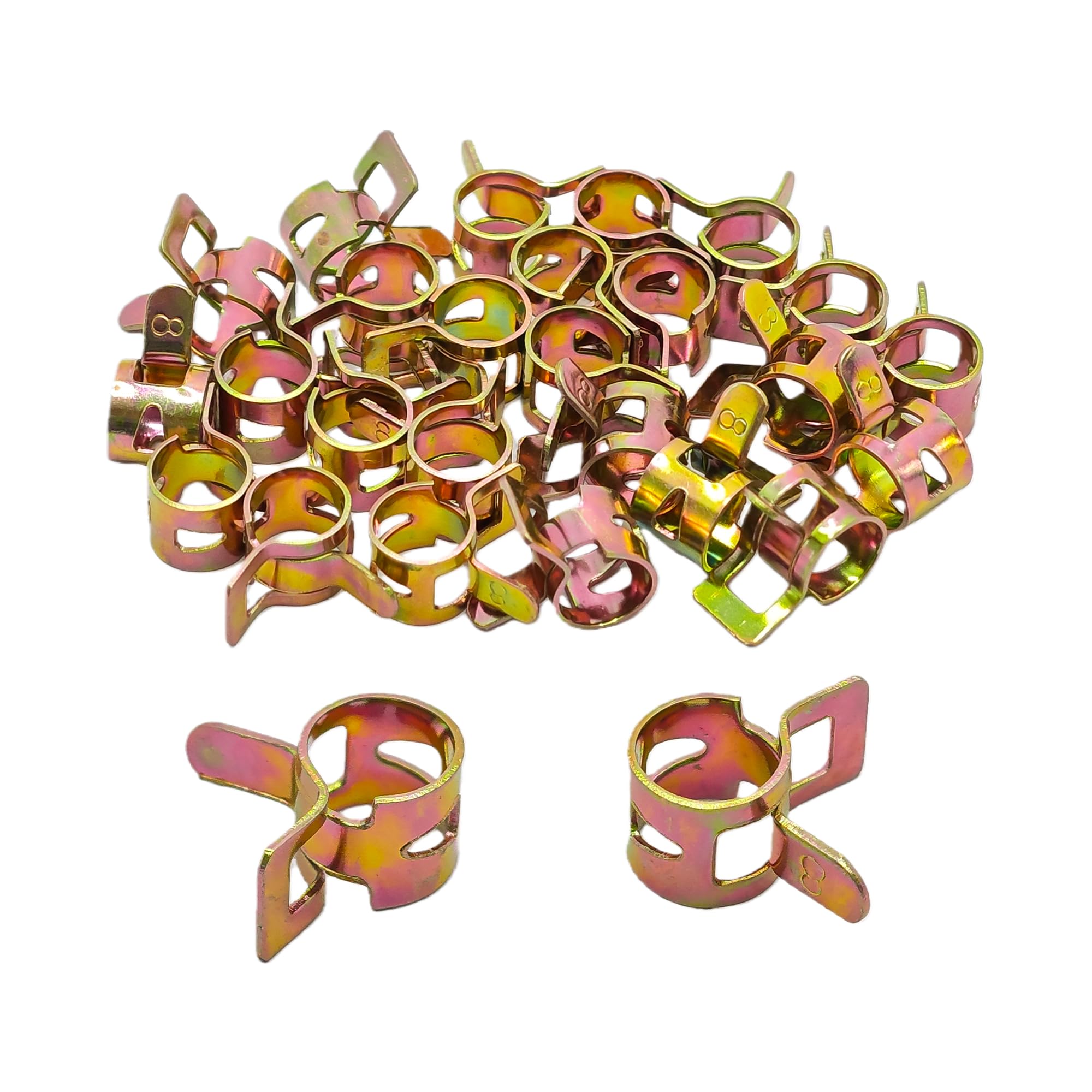 20Pcs 1/3inch Spring Band Type Fuel Hose Clamps, 8mm Silicone Vacuum Hose Pipe Clamp Fasteners, Water Pipe Air Tube Clamps, Fit 8.6-9.5mm OD Hose