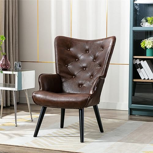 Miniatura 1 de JOYBASE Silla Accent silla moderna de mediados de siglo sillón silla trasera con respaldo alto cómoda silla de lectura sillón para sala de estar