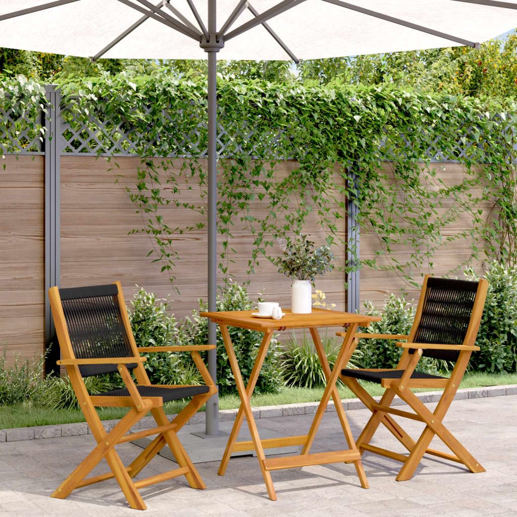 Table pliante bistrot acacia contre le manque de place sur balcon et terrasse