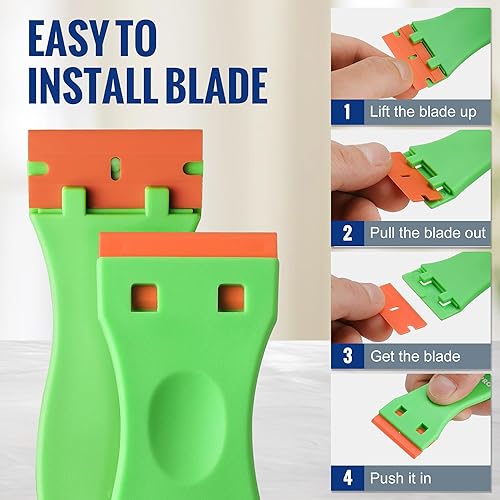 Miniatura 8 de WORKPRO Paquete de 200 cuchillas de afeitar de plástico, cuchillas raspadoras de doble filo, cuchillas de afeitar de seguridad de fácil reemplazo,