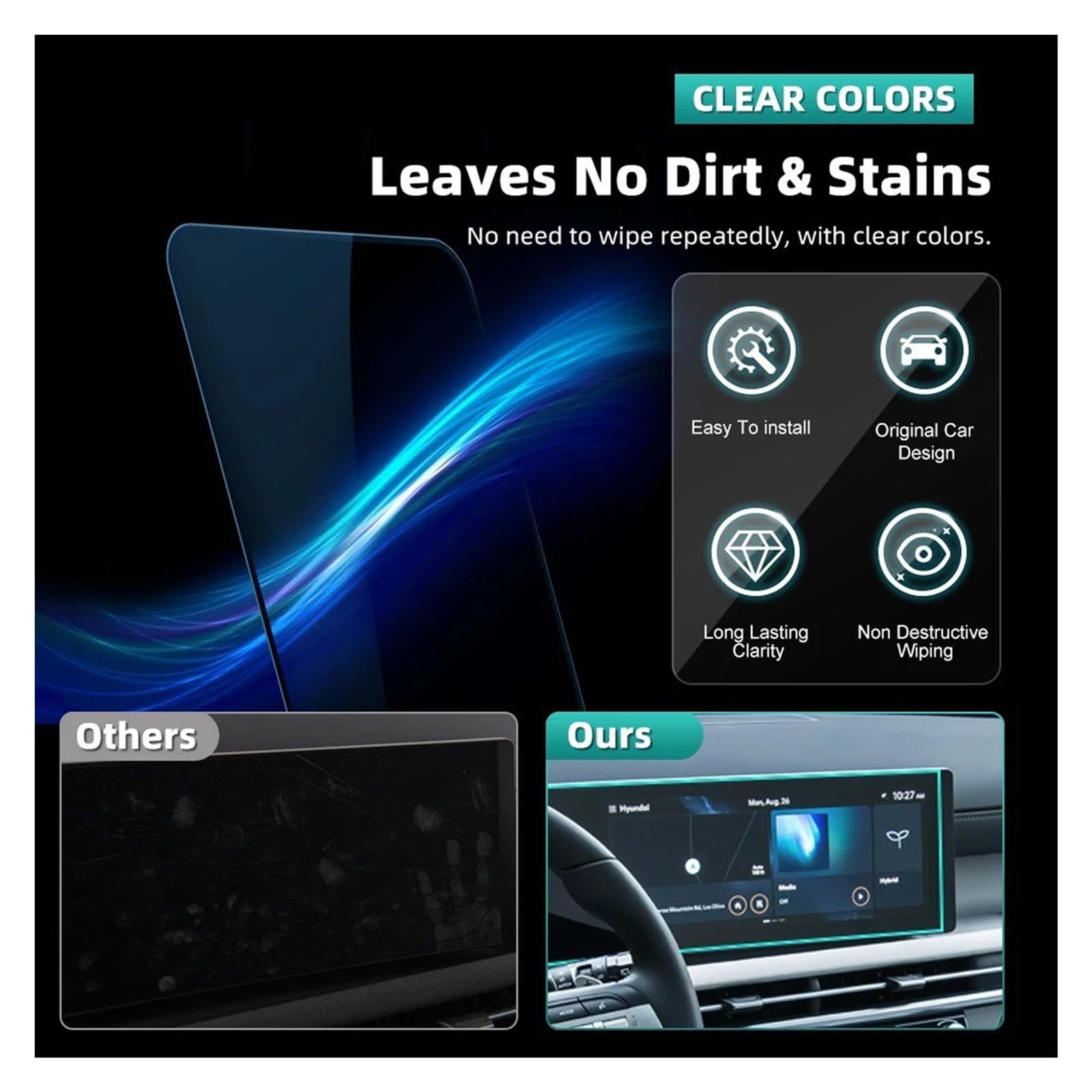 per Hyundai Tucson 24-2025 Set di pellicole protettive per Schermo Auto in Vetro temperato per autoradio GPS Navigazione Navi Pellicola Protettiva (Pellicola per climatizzatore)