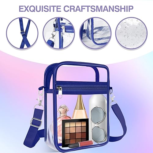 Miniatura 3 de Bolsa transparente aprobada para estadios, bolsa cruzada transparente, con correa de hombro ajustable para mujer, con bolsillo frontal