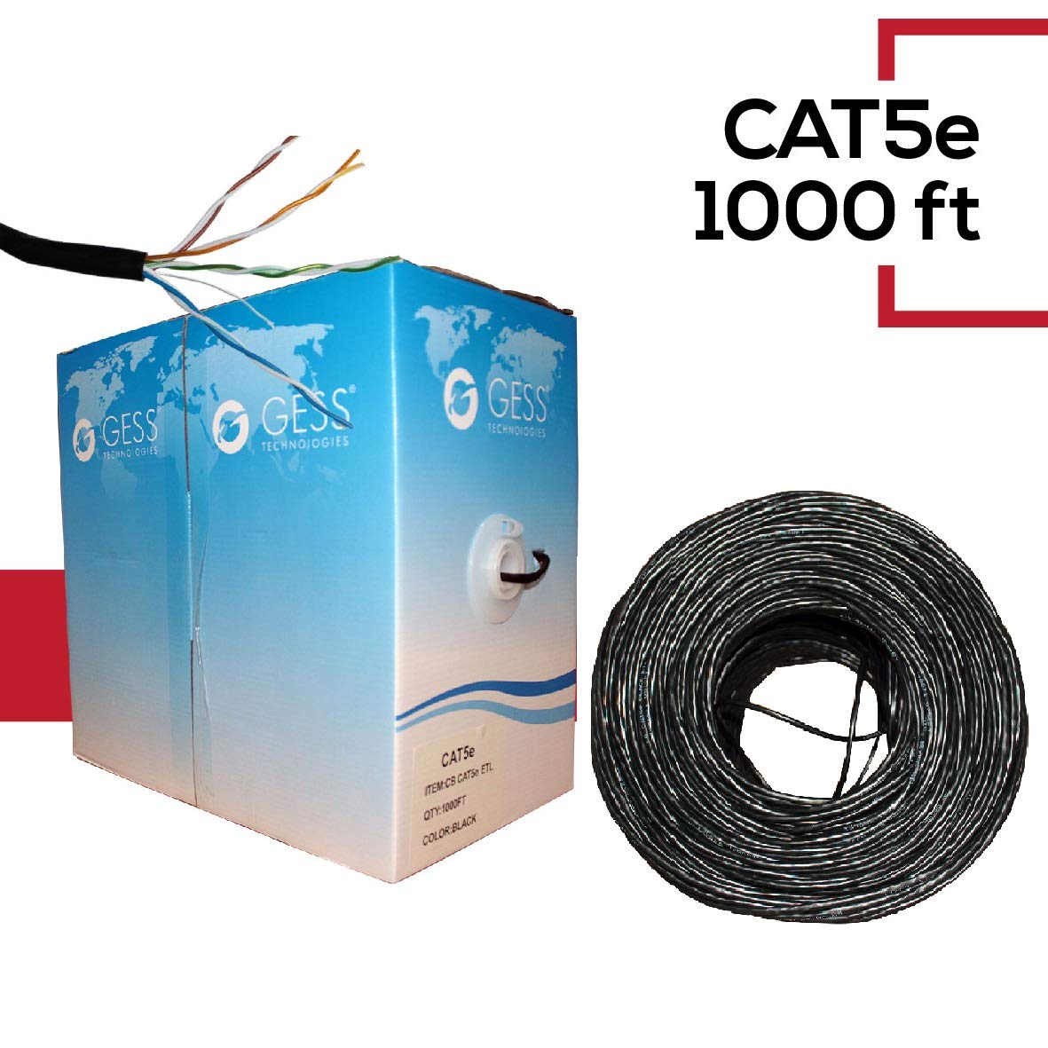 Buy Cat5e 1000FT UTP Cable, Network 24AWG RJ45 cm, CMX Fire