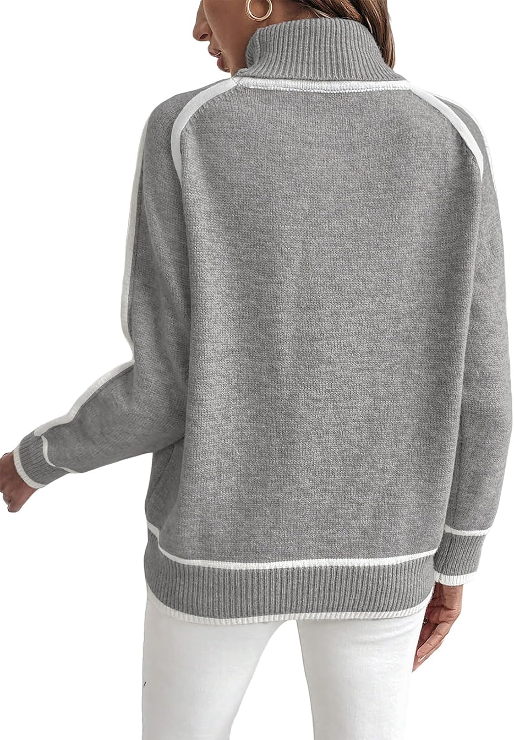 EVALESS Fall Sweaters for Women Trendy 2025 Cute Cozy Turtleneck Long Sleeve Colorblock Knitted Pullover Tops - Image 6