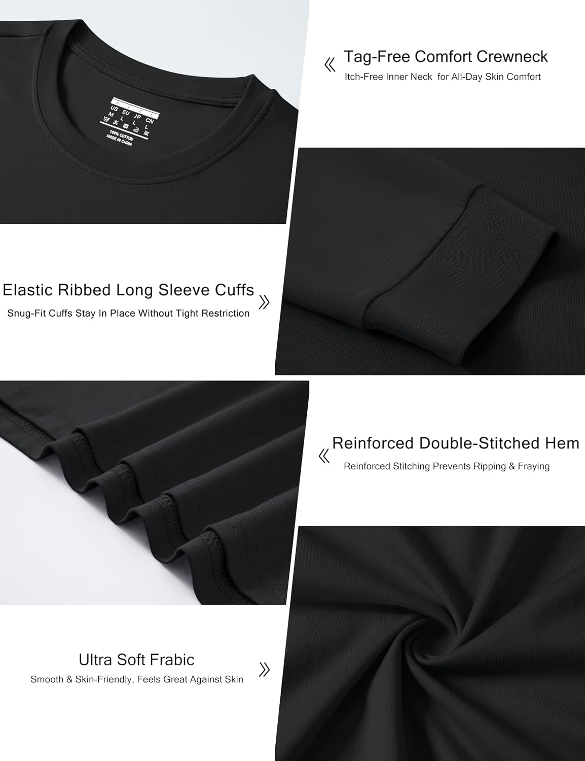 Cotrasen Men's Long Sleeve Tee Shirts Cotton Crew Neck Casual T-Shirts image 5