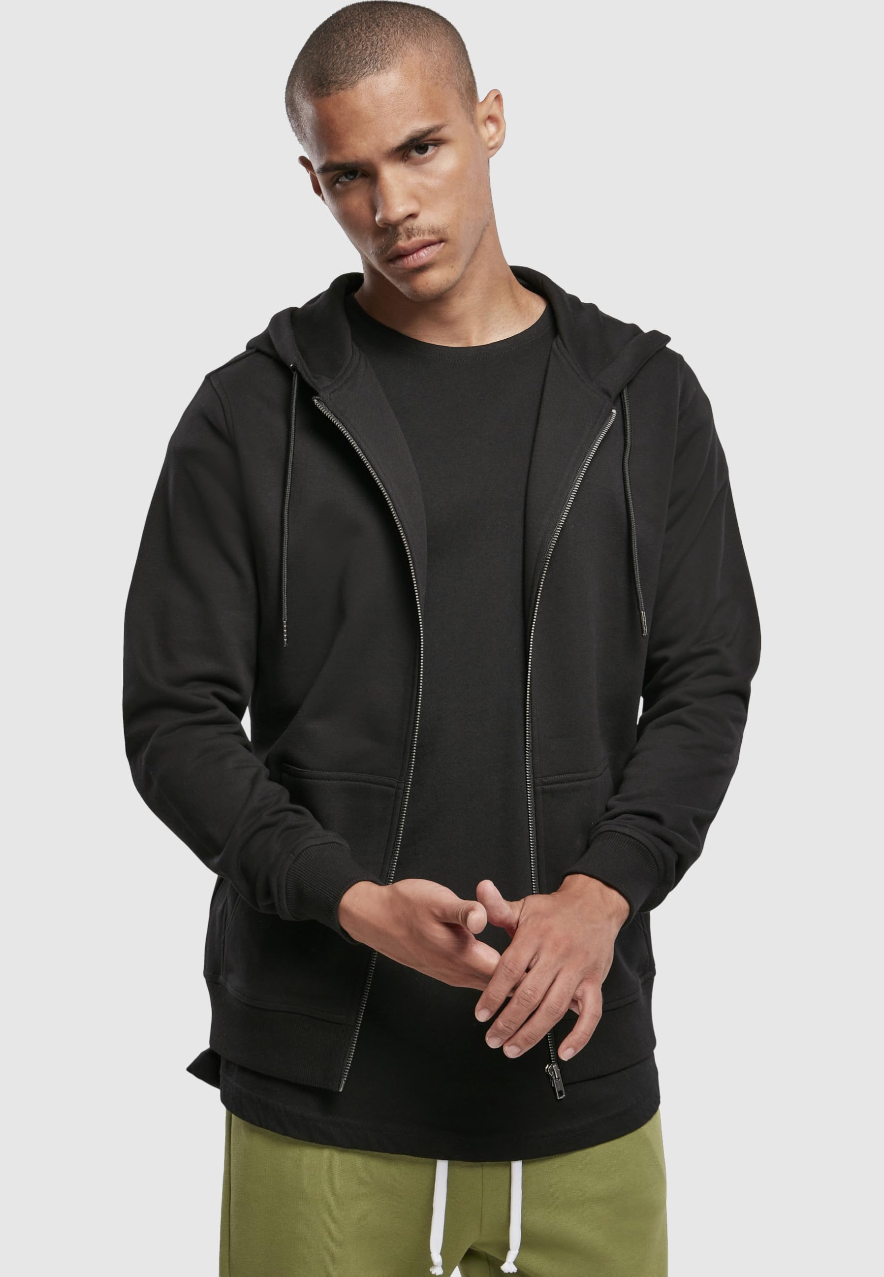 Urban Classics Herren Basic Terry Zip Hoody Strickjacke, Black, M Maglione Cardigan, Nero, M Uomo