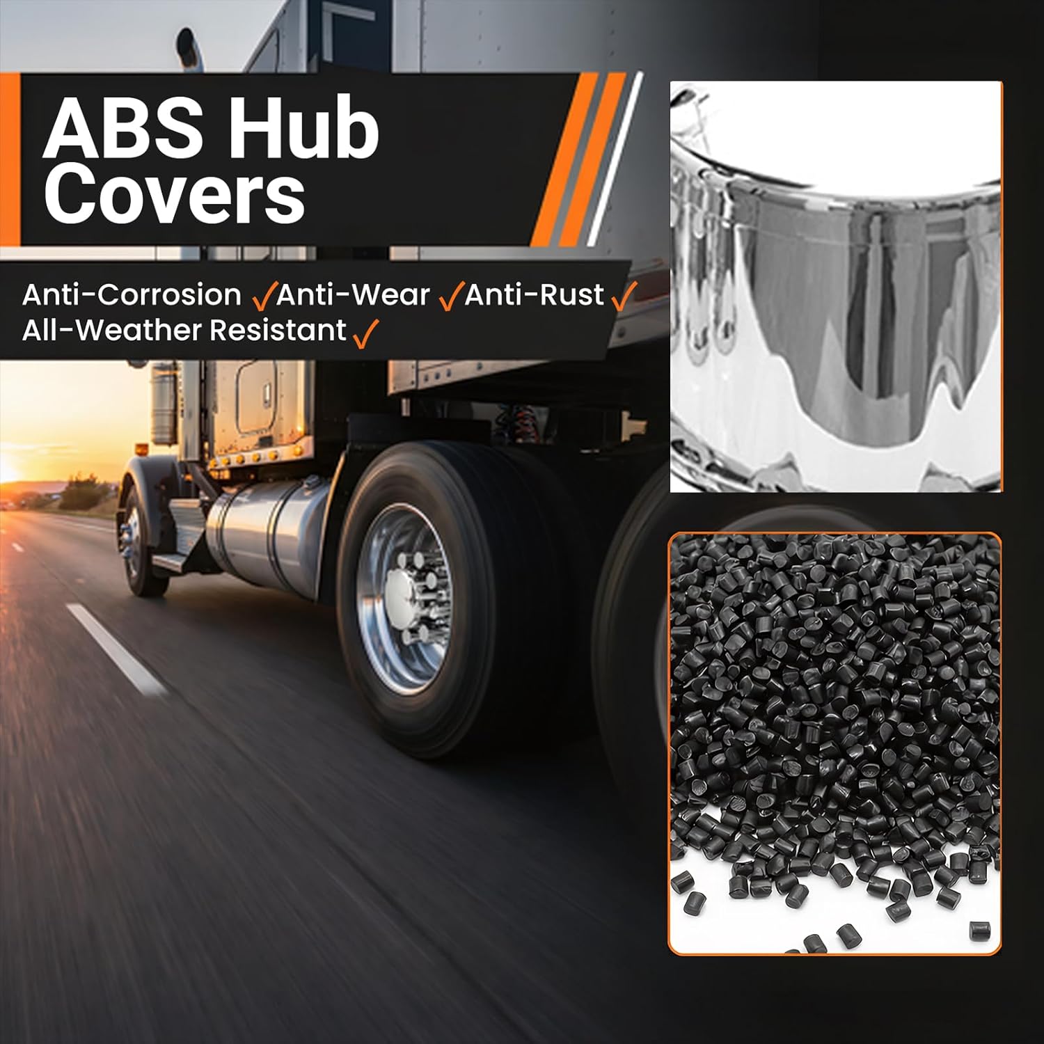 Semi Truck Lug Nut Covers 6 Pack of 33mm Lug Nut Covers Cylinder Axle Cover Set Chrome Rear Axle Wheel Cover Set Removable Hub Caps Screw-on Lug Nut Covers (2 Front + 4 Rear)