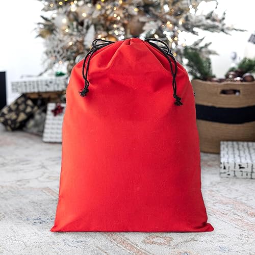 Qualtry Saco de Papá Noel para niños, bolsa de Papá Noel de gran tamaño para regalos, bolsa de lona con cordón, bolsa de regalo de Navidad para