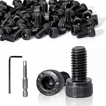 50pcs M5 x 10mm Hollow Hexagon Screw Cylindrical Hexagon Hollow Bolts DIN 912 Black Carbon Steel Screws Fully Threaded for CNC Machinery Vehicles Furniture DIY