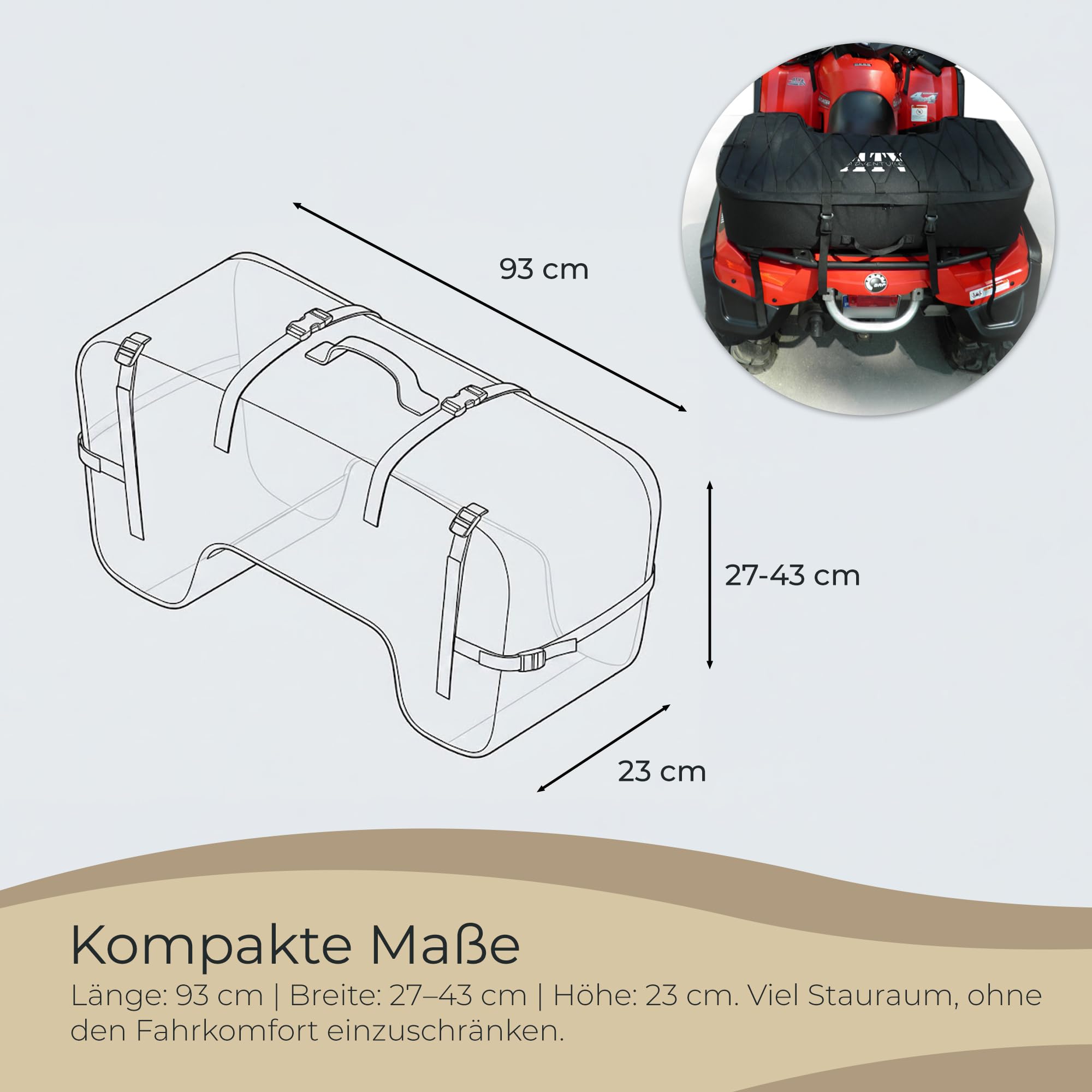 Torba na bagażnik Quad ATV, wodoszczelna, Codura-600, czarna