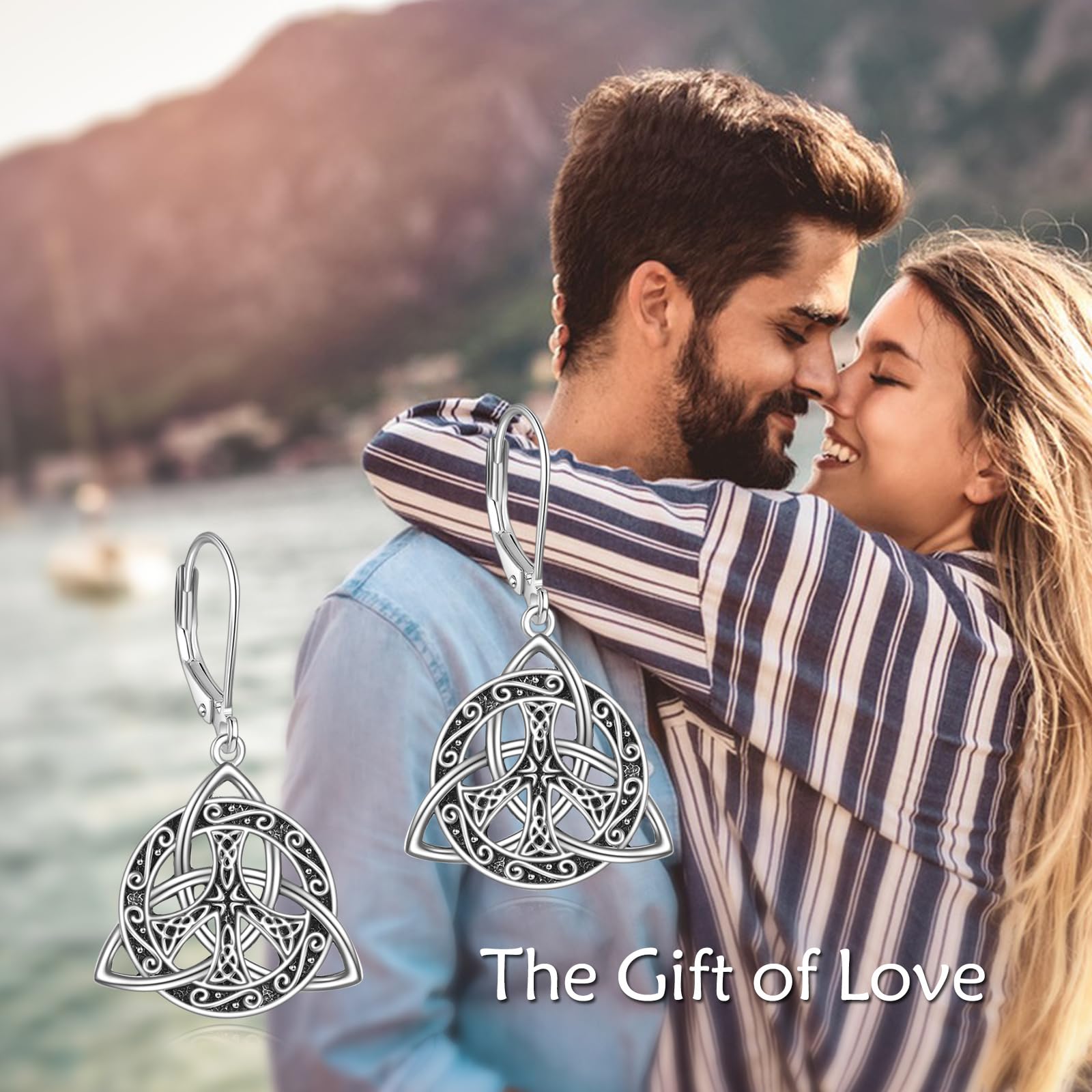Peace Zeichen Ohrringe Sterling Silber Keltische Trinity Knoten Dangle Drop Dangly Leverback Ohrringe Irish Viking Schmuck Geschenke für Frauen Männer