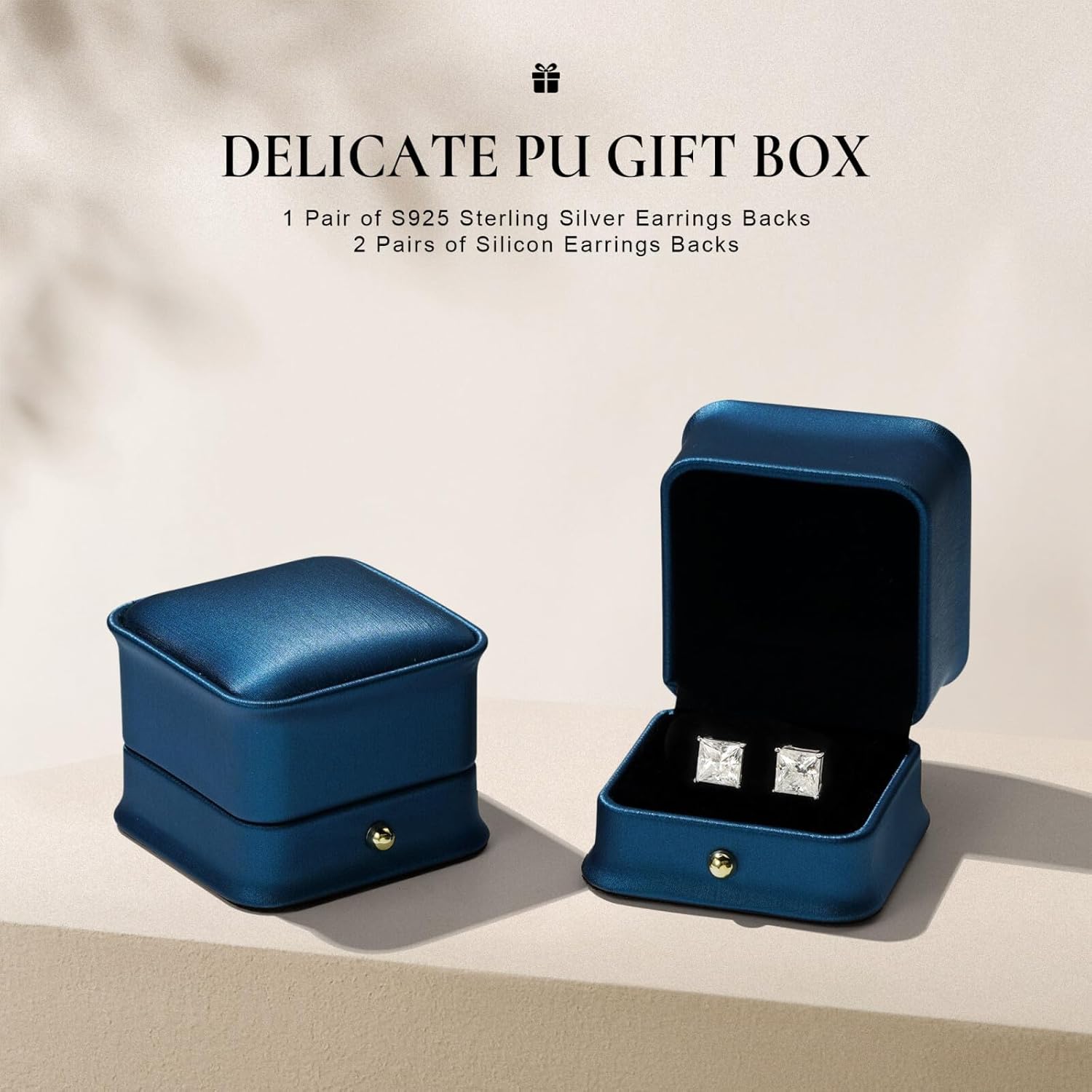 SMILEST 0.6-3ct Princess Cut Moissanite Earrings for Women, Lab Created Moissanite 14K Gold Plated 925 Sterling Silver Solitaire Stud Earrings for Women Men Jewelry Gifts Hypoallergenic Hypoallergenic - Image 3