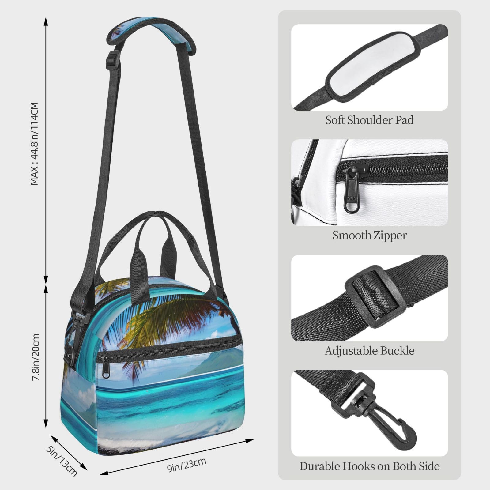 Tahiti Sac à déjeuner isotherme réutilisable pour adultes pour le travail, les voyages, les femmes et les hommes