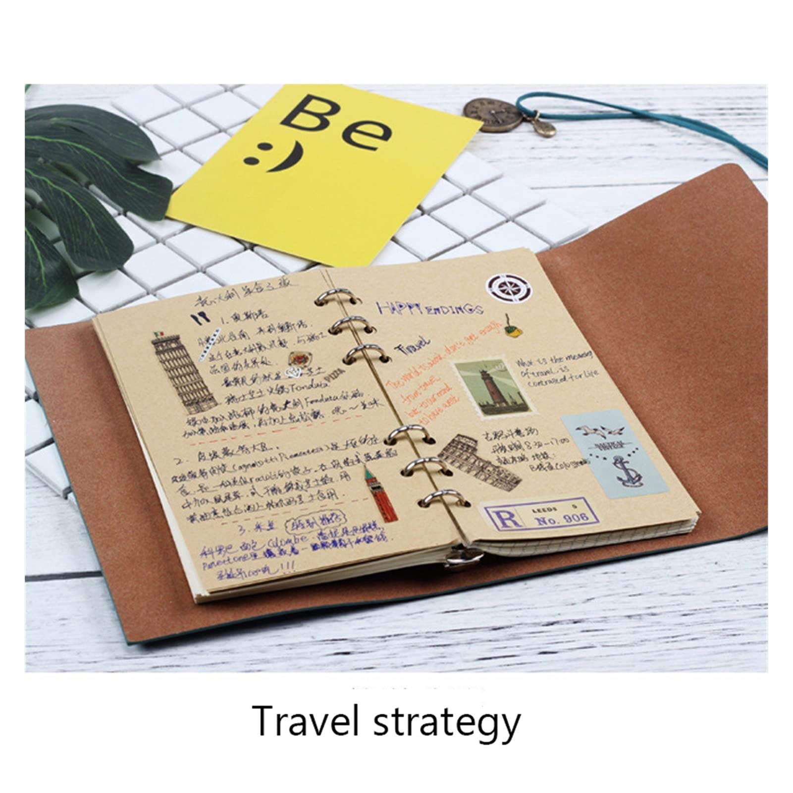 Retro Taccuino in pelle Grid Diario Blank Diario Note Book Viaggi Planner Journal Notebook Agenda Fai da te Regalo di compleanno dello sketchbook del manuale (Color : A Blue, Size : A6)