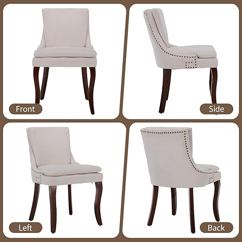 Miniatura 7 de Juego de 4 sillas de comedor modernas, tapizadas de doble capa acolchadas para comedor y cocina con respaldo medio, acento de tela de chenilla,