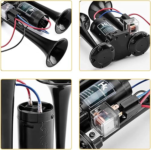 Miniatura 2 de Kit de bocinas de aire con compresor de 12 V, bocinas de coche, bocina ruidosa, trompeta doble para camión, barco, tren, altavoz, coches, furgoneta