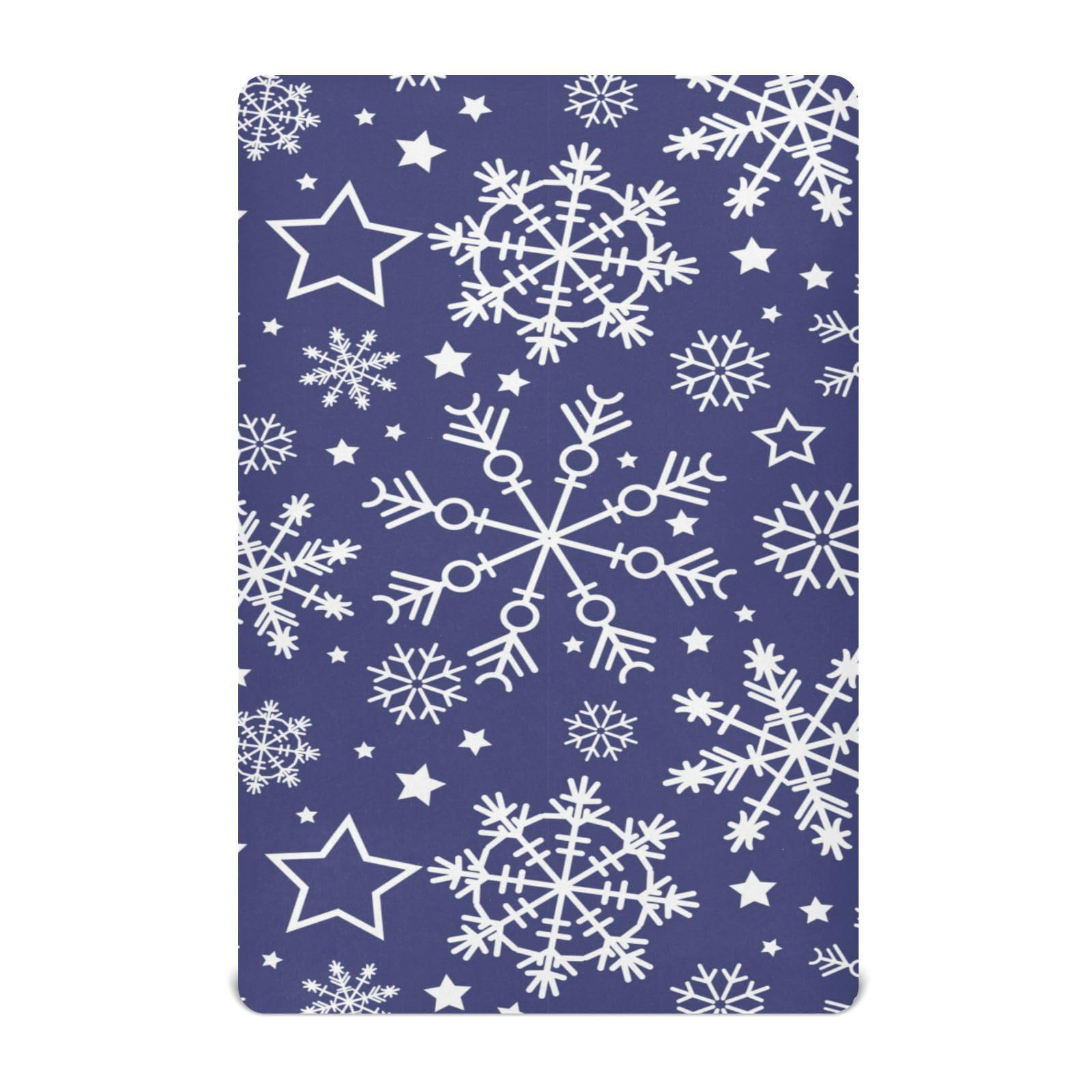 Moudou Blue Christmas Snowflake Playard Sheet for Boy Girls, Soft Breathable Fitted Toddler Sheet for Standard Playard Bed Mattress, 39 x 27 x 5 Inch