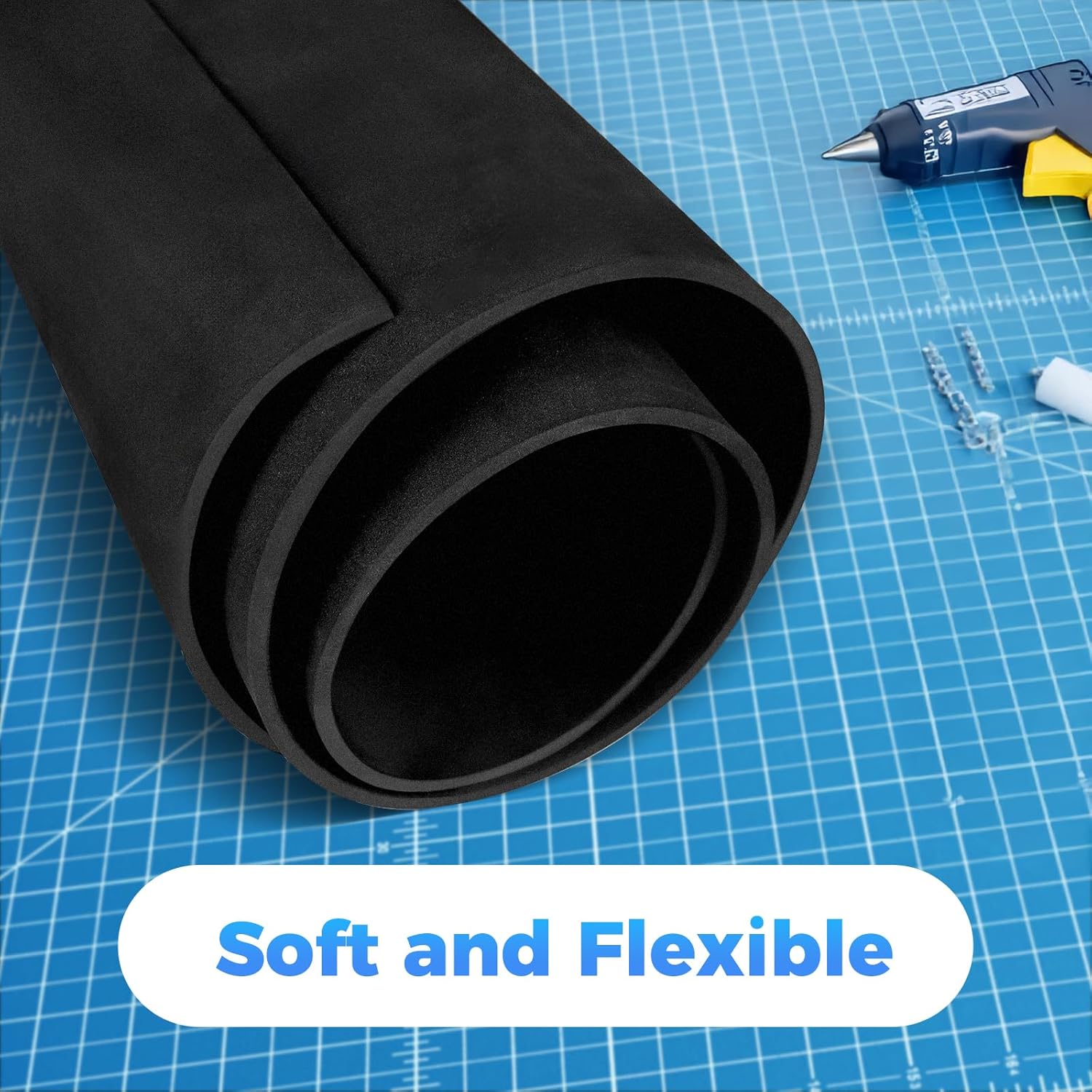 5mm EVA Foam 2 Roll, 16 x 59 in Cosplay Foam Sheet (6.5sqft), Black Eva Foam Ultra High Density 90 kg/m³, Large Foam Cosplay DIY Supply for Crafts, Cosplay Modeling, Halloween Costumes