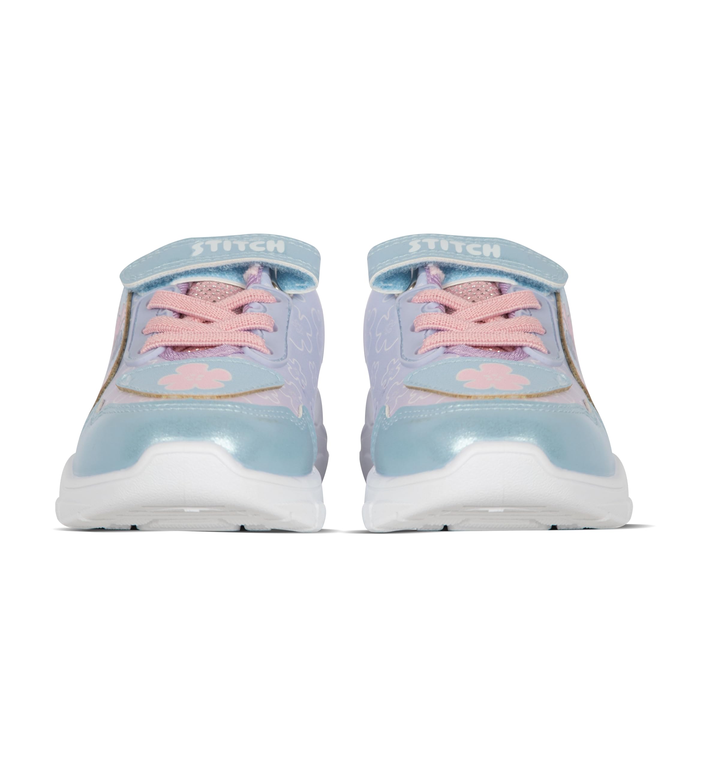 Disney Scarpe Stitch & Angel per Bambini – Scarpe con Personaggi Ufficiali – Sneakers con Chiusura a Velcro in Azzurro e Rosa Pastello – Taglie UK 8 a 1 UK