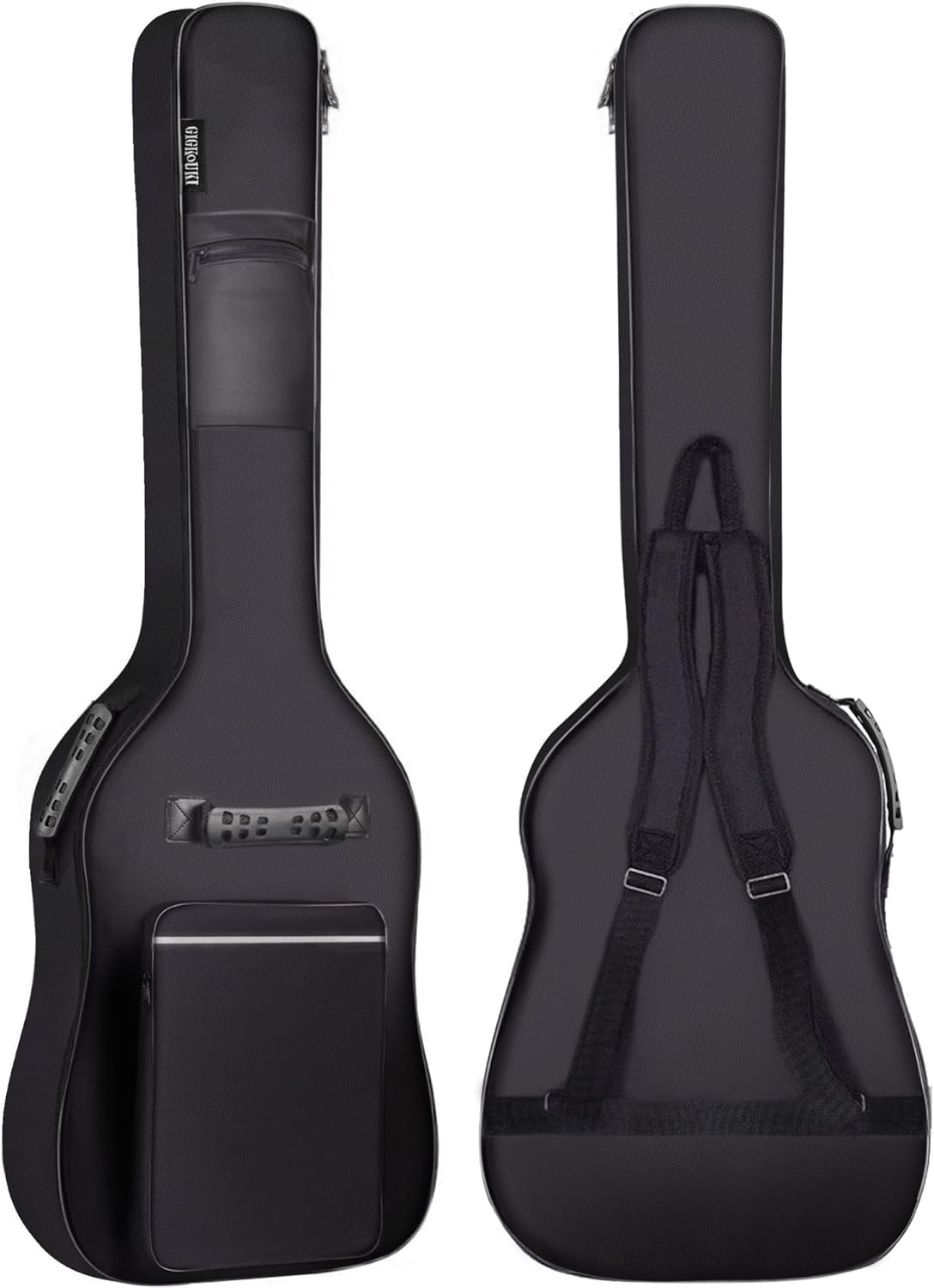 GIGKOUKI Bass Guitar Bag Gig Bag 0.3in Padding Black Padded Waterproof Backpack Soft Electric Bass Case White