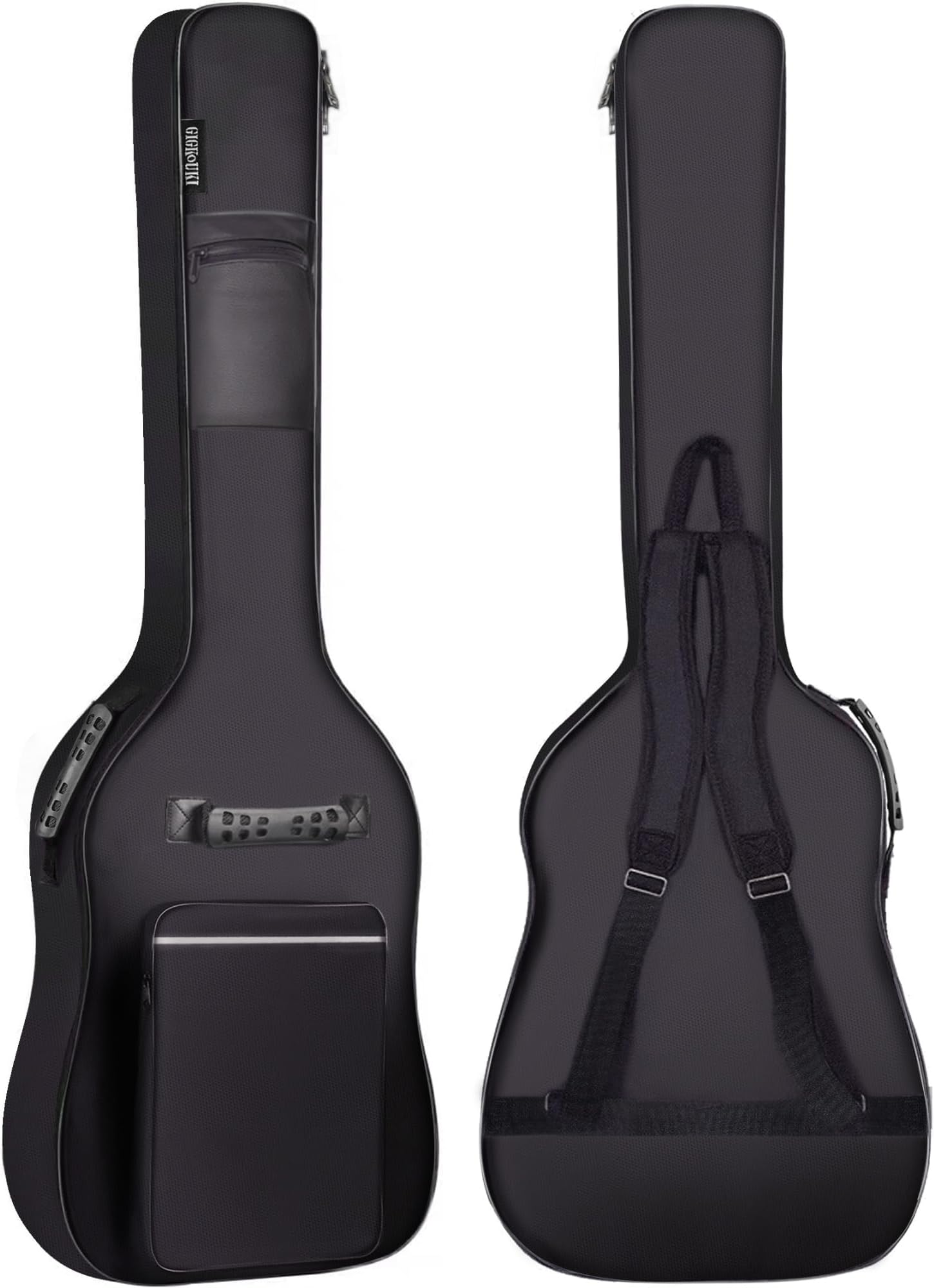 GIGKOUKI Bass Guitar Bag Gig Bag 0.3in Padding Black Padded Waterproof Backpack Soft Electric Bass Case White