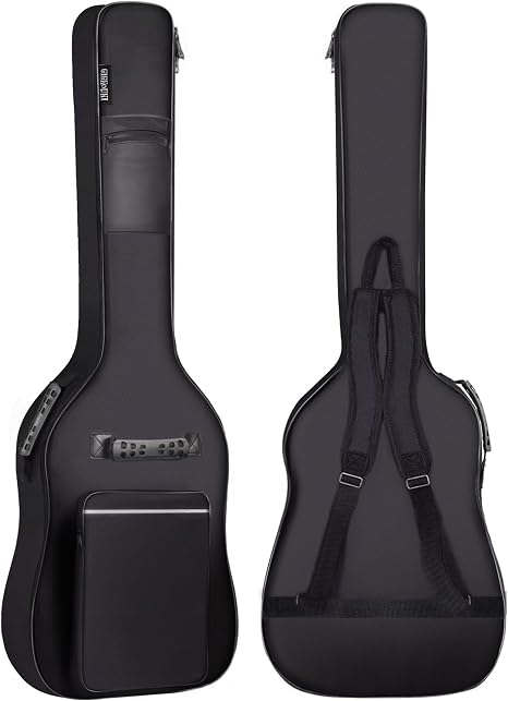 GIGKOUKI Bass Guitar Bag Gig Bag 0.3in Padding Black Padded Waterproof Backpack Soft Electric Bass Case White