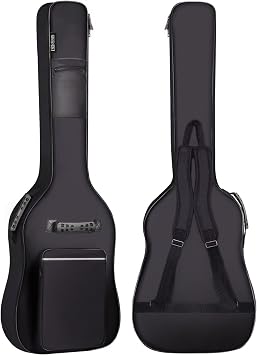 GIGKOUKI Bass Guitar Bag Gig Bag 0.3in Padding Black Padded Waterproof Backpack Soft Electric Bass Case White