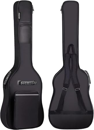 GIGKOUKI Bass Guitar Bag Gig Bag 0.3in Padding Black Padded Waterproof Backpack Soft Electric Bass Case White