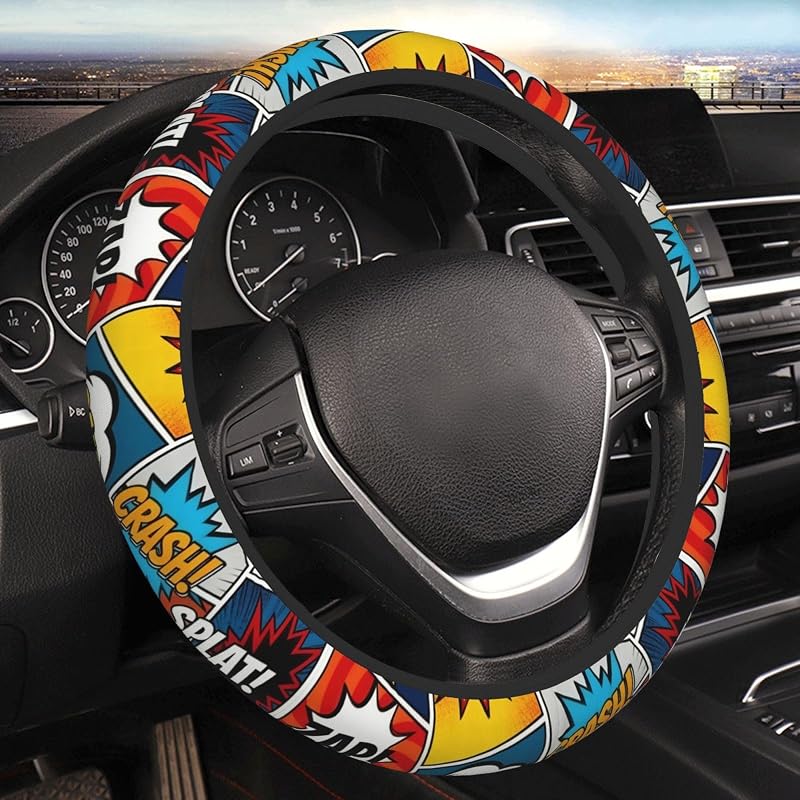 Capa para Volante ZHHYJNG em Neoprene com Estampa de Quadrinhos Retrô, 38,1 cm