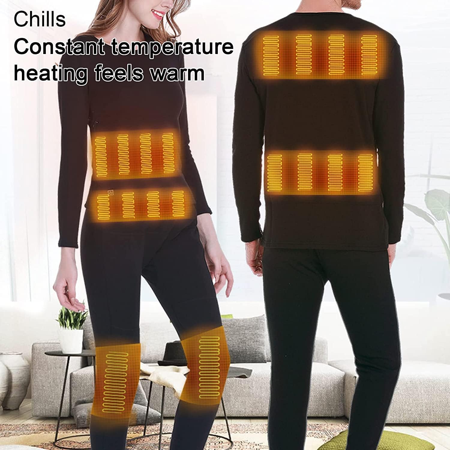 Heated Underwear Set for Men Women, Thermal Underwear USB Rechargeable, Shirt Pants Long Johns, 3 Heating Levels