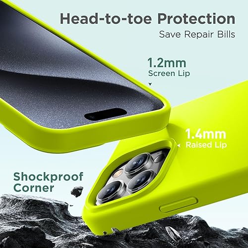 Miniatura 6 de Cordking Funda diseñada para iPhone 15 Pro Max, funda ultradelgada de silicona a prueba de golpes para iPhone 15 ProMax con forro de microfibra