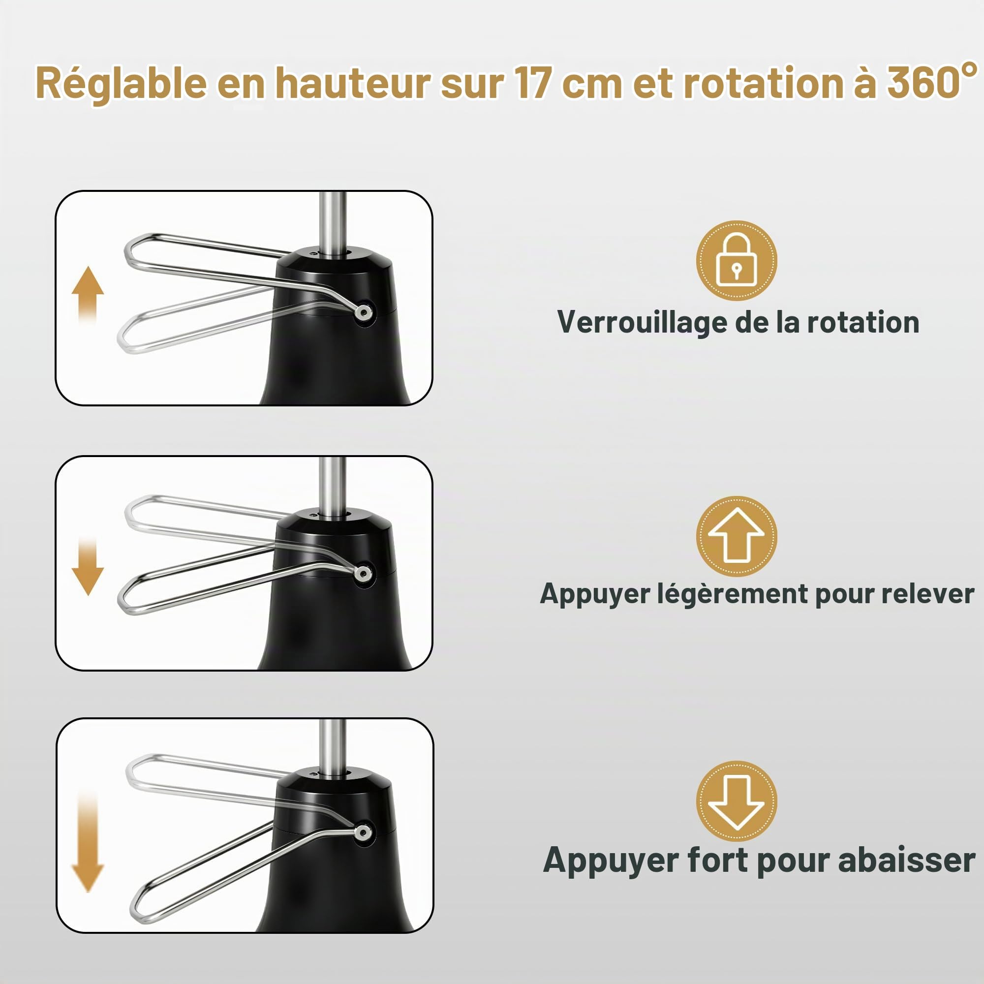 Barberpub Fauteuil de Coiffeur avec Appui-tête inclinable, équipement de Salon avec Pompe hydraulique, Rotation 360°, réglable en Hauteur, Style Vintage, Similicuir, réf. 2965 (Or-Noir)