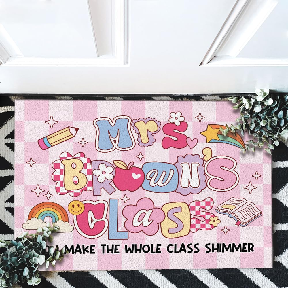 Lallamotion Personalized Classroom Door Mat – Composition Themed Rug, Teacher Rug for Classroom, Custom Teacher Doormat, Composition Notebook Decor,