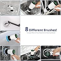 Vista 6 de Limpiador eléctrico giratorio para limpieza: 2 velocidades ajustables, 8 cepillos de limpieza, herramientas de limpieza inalámbricas, limpiador