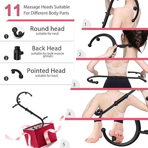 Miniatura 7 de Wutsar Masajeador de espalda para aliviar el dolor de tejido profundo, bastón de punto gatillo, barra de masaje para aliviar el dolor, herramienta