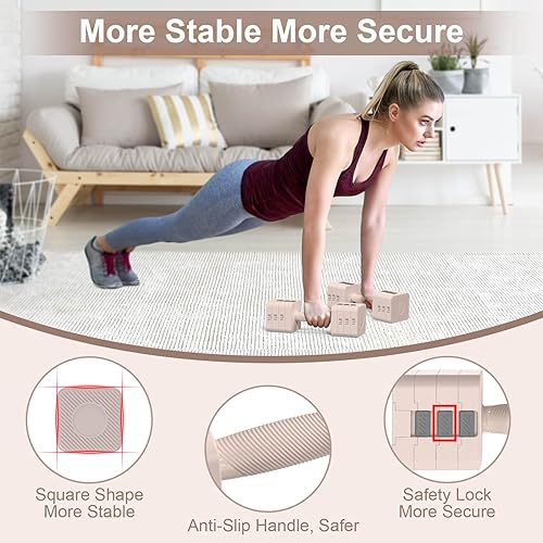 Miniatura 3 de Juego de mancuernas ajustables de 22 libras, juegos de pesas de mano con 5 niveles de 3 libras, 5 libras, 7 libras, 9 libras, 11 libras, mancuernas