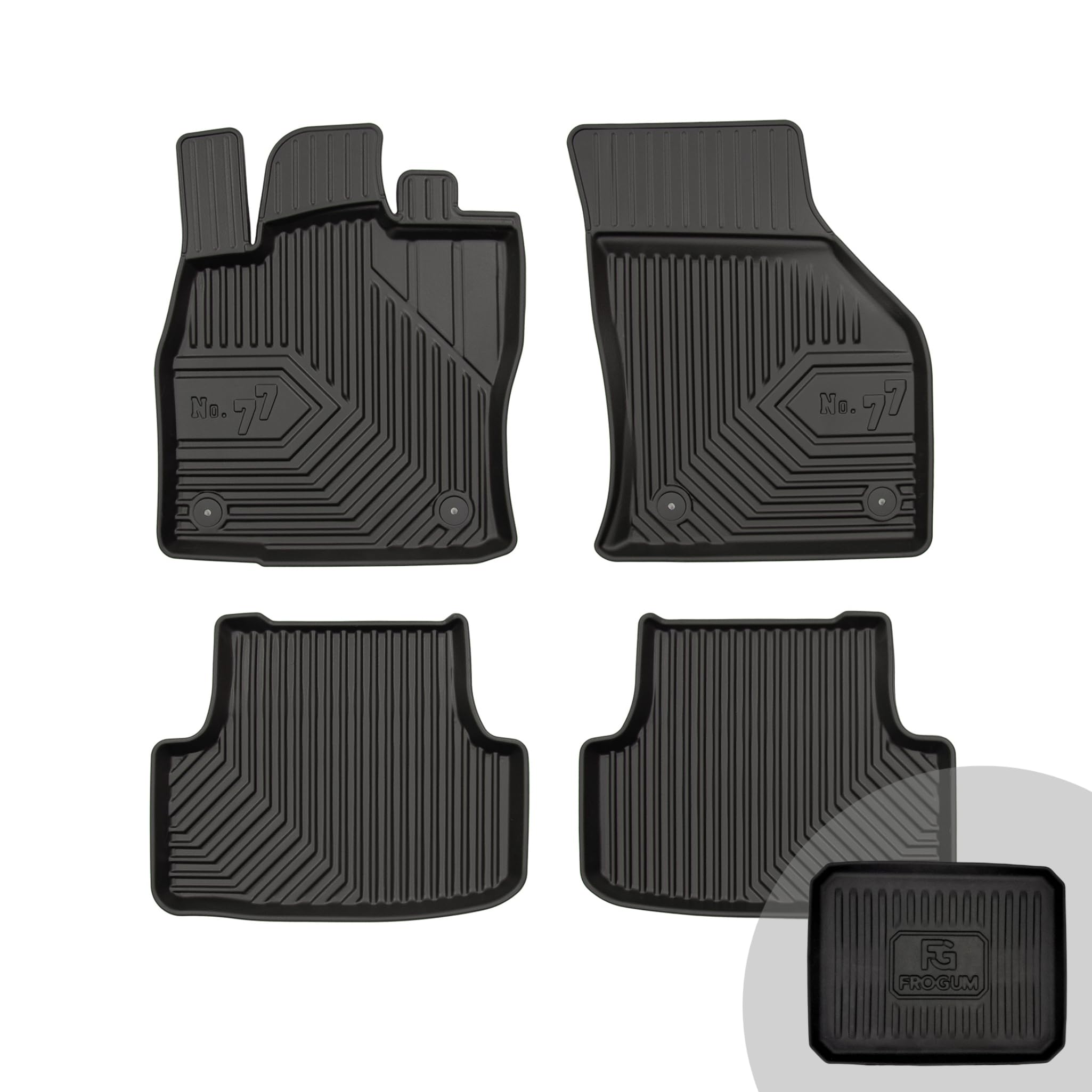FROGUM No.77 Alfombrillas para Coche Alfombras para Seat Leon III 2012-2020, para Volkswagen Golf VII 2012-2020 | Borde Alto | para Todo el año | Tamaño