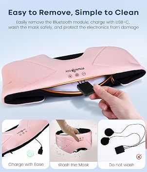 MUSICOZY Bluetooth Sleep Mask Headphones 5.4, Wireless Over-Ear Headphones Washable Zipper Sleep Headphones Mask with HD Stereo Speakers for Side Sleepers Travel & Relaxation, Gifts for Men Women