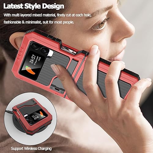 Miniatura 6 de Miimall Funda compatible con Flip 4, protección militar contra caídas de 10 pies Funda para Samsung Galaxy Z Flip 4, marco de metal + cubierta