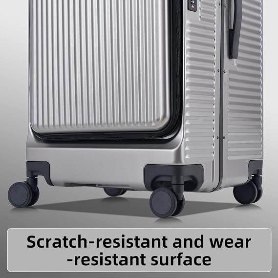 Kaleenie 2 pieces 20/29 Aluminum Frame Carry On and Checked Luggage Set with Side Opening,Lightweight Hardshell ABS+PC Trunk Suitcase with TSA Lock,360 Universal Wheels & Adjustable Handle,Dark Gray