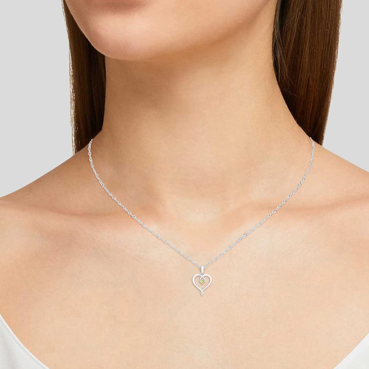 Boston Bay Diamonds 925 Sterling Silver Birthstone Gemstone Heart Pendant with 18" Rope Chain