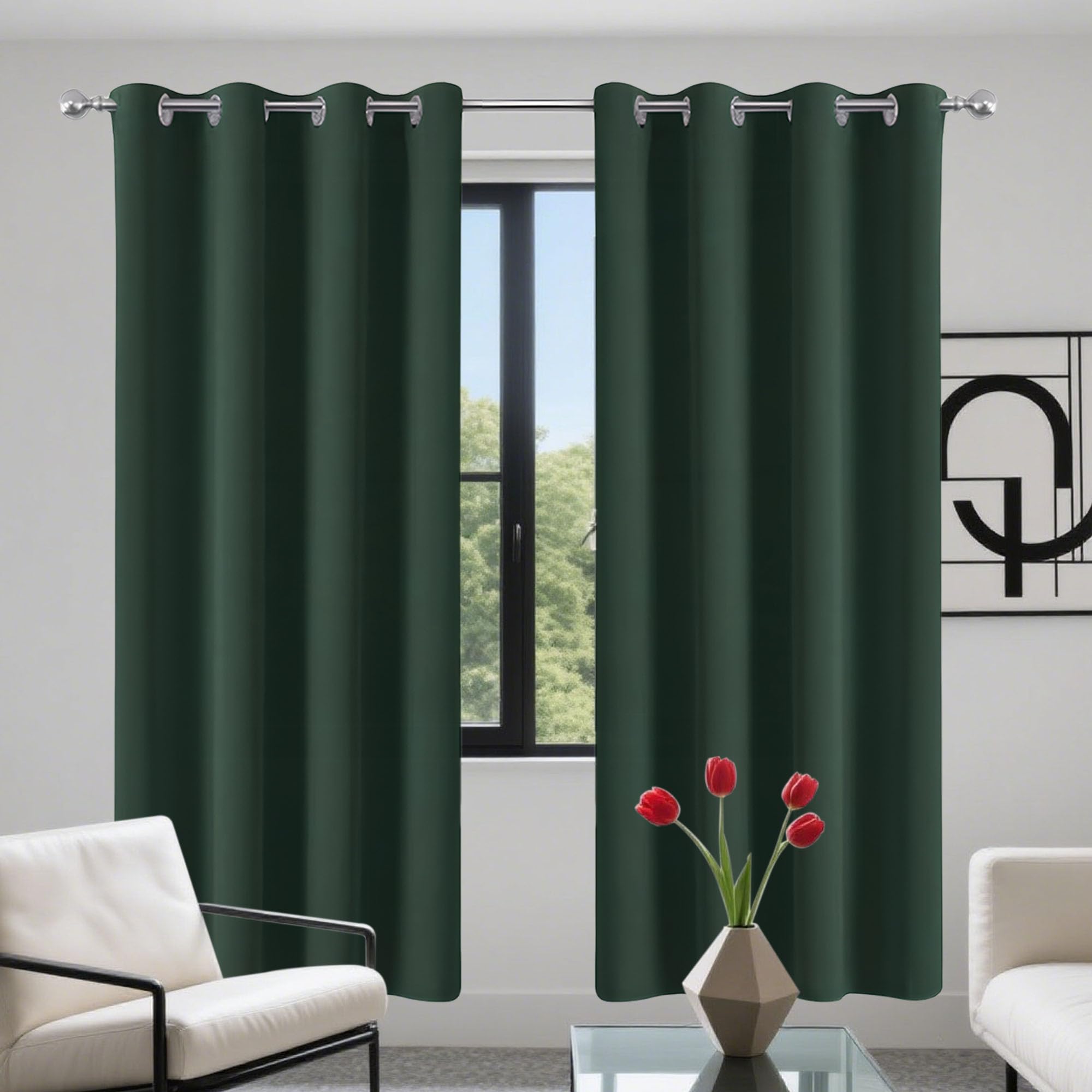 Rideau vert foncé isolant thermiques rideau maison occultant