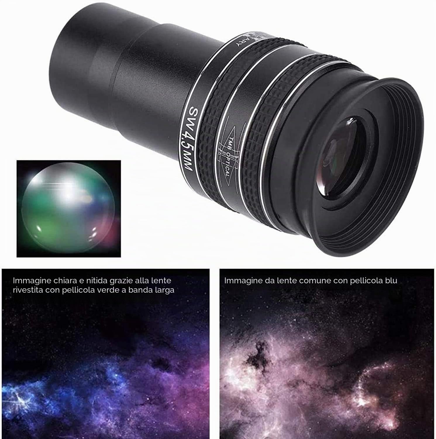 POFET, Oculare planetario multirivestito TMB II da 4,5 mm, 58 gradi per telescopio astronomico (nero)